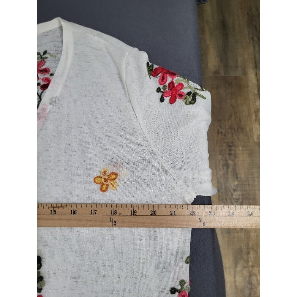 Ana & Rose LG Sheer Floral Embroidered Cardigan White Cottagecore Boho Feminine - Picture 6 of 10